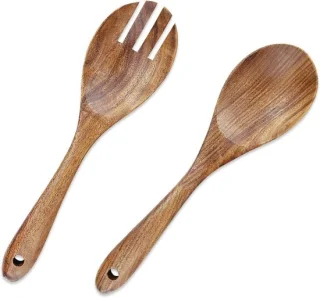 Set van 2 houten saladescheppen