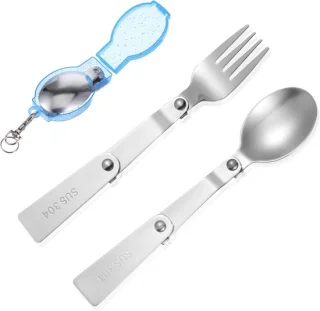 Set van 2 opvouwbare lepels en vorken van RVS