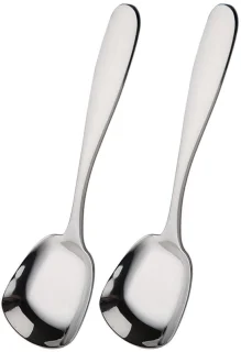 Set van 2 rvs dessertlepels met vierkante kop, 17 cm
