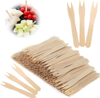 Set van 200 houten frietvorkjes