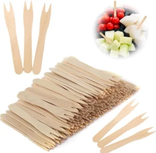 Set van 200 houten frietvorkjes
