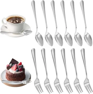 Set van 24 dessertvorken en -lepels