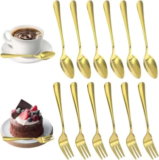 Set van 24 gouden dessertbestek