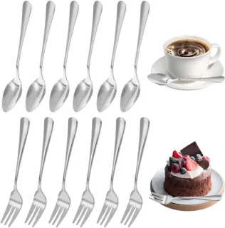 Set van 24 roestvrijstalen dessertvorken en -lepels