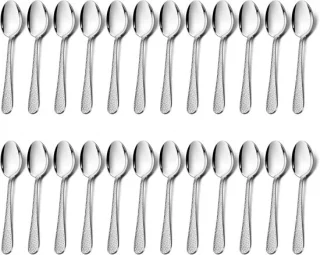 Set van 24 RVS koffielepels, dessertlepels en theelepels, 13,5 cm