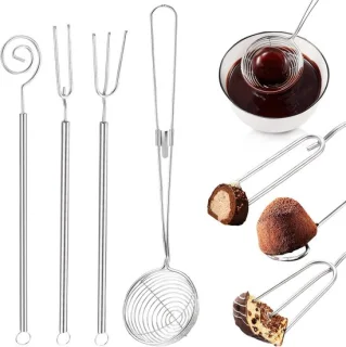 Set van 4 gespleten lepels en chocoladevorken