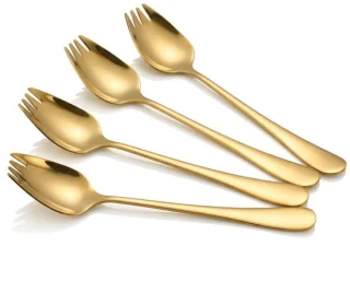 Set van 4 gouden RVS sporks