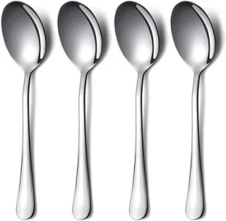 Set van 4 roestvrijstalen serveerlepels