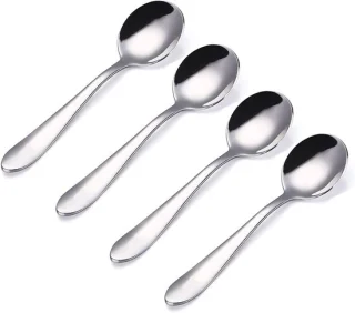 Set van 4 ronde kinderlepels van rvs