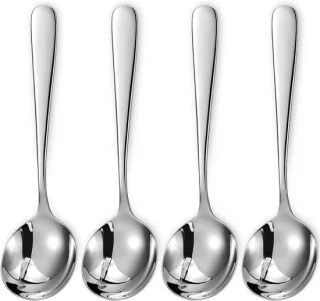 Set van 4 ronde tafellepels van roestvrij staal 304