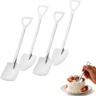 Set van 4 rvs dessertlepels in shovelvorm