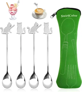 Set van 4 RVS dessertlepels