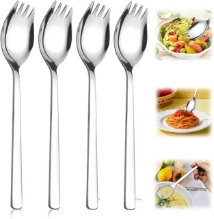 Set van 4 RVS sporks 18/10, 19 x 3,5 cm