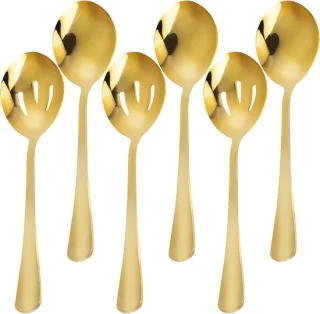 Set van 6 gouden serveerlepels RVS 22 cm
