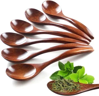 Set van 6 kleine houten lepels 14,5 cm