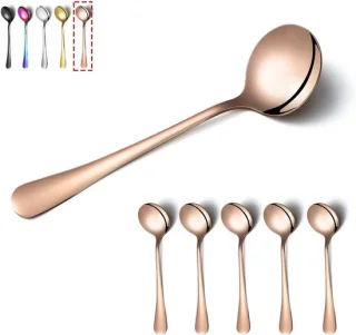 Set van 6 Roestvrijstalen Soeplepels Roségoud