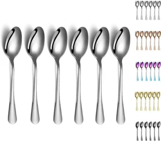 Set van 6 roestvrijstalen tafellepels van 20 cm