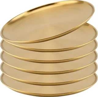Set van 6 ronde borden 30 cm - RVS 201 - Goud
