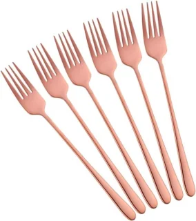 Set van 6 Roze Gouden RVS Tafelvorken