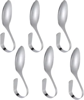 Set van 6 Rvs appetizerlepels met gebogen handvat