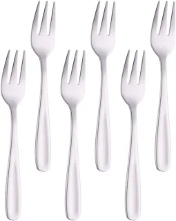 Set van 6 rvs dessertforks, 14 cm