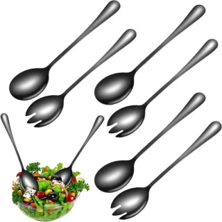 Set van 6 RVS saladescheppen en bestek
