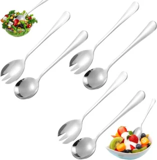 Set van 6 rvs saladeservies, 20 cm