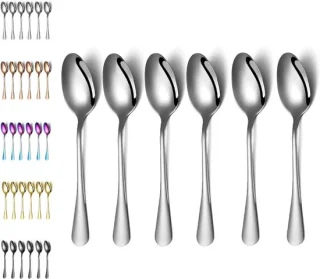 Set van 6 RVS tafellepels 20 cm