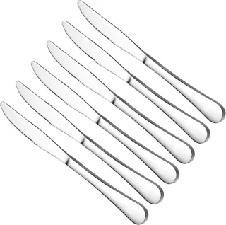 Set van 6 rvs tafelmessen, 23 cm