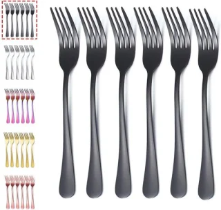 Set van 6 zwarte dinervorken