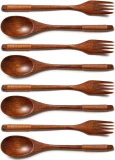 Set van 8 houten bestek