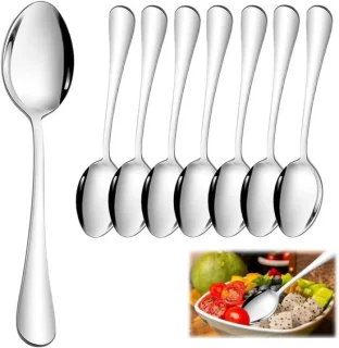 Set van 8 roestvrijstalen eetlepels van 19 cm
