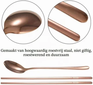 Set van RVS lepels en eetstokjes, Koreaanse stijl