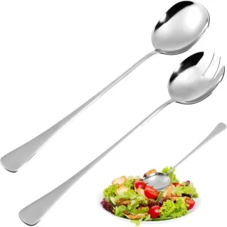 Set van rvs saladescheppen, 28 cm, 2-delig