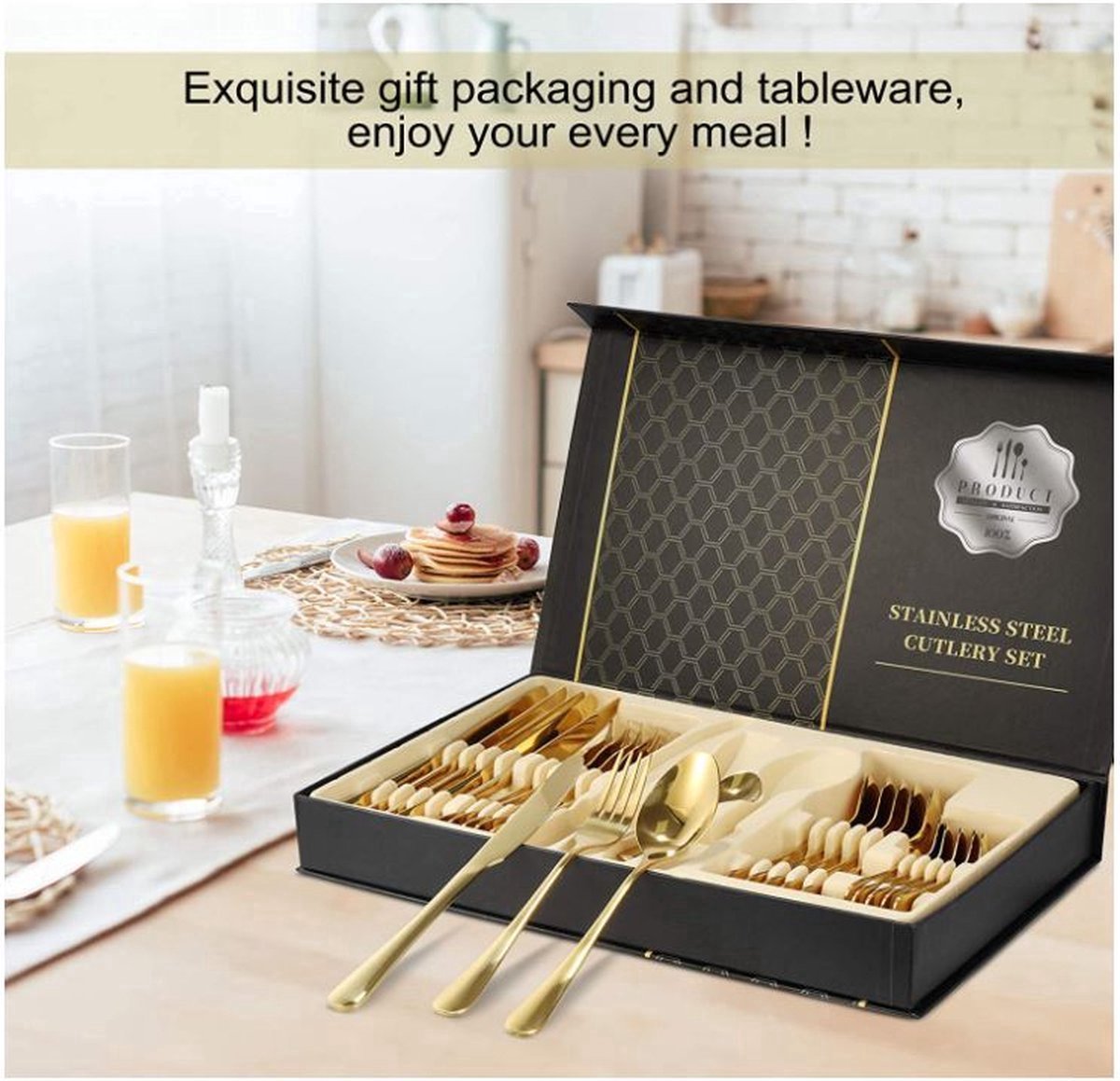 Wat vinden we goed aan de SIDANO Bestekset 24-delig Goud Roestvrij Staal