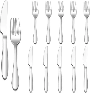 SnelShoppen 12-delige RVS steak bestekset voor 6 personen