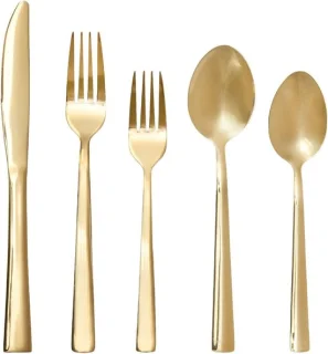 SnelShoppen 20-delige rvs bestekset goud