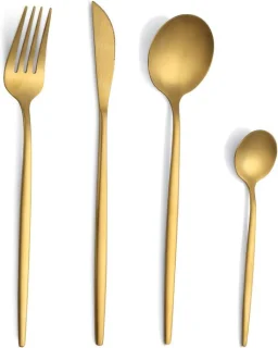 SnelShoppen 24-delige goud matte rvs bestekset voor 6 personen