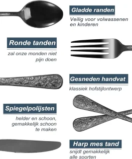 SnelShoppen - 24-delige vintage bestekset voor 6 personen