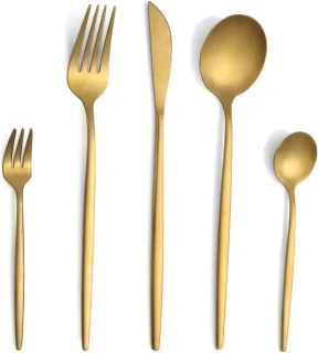 SnelShoppen 30-delig bestekset goud matt roestvrij staal voor 6 personen