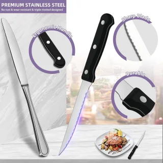 SnelShoppen 30-delig rvs bestekset voor 6 personen met steakmessen, tafelmessen, vorken en lepels