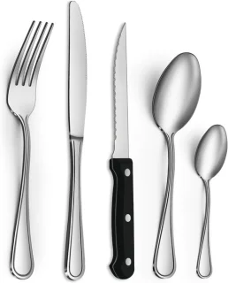 SnelShoppen 30-delig rvs bestekset voor 6 personen met steakmessen, tafelmessen, vorken en lepels