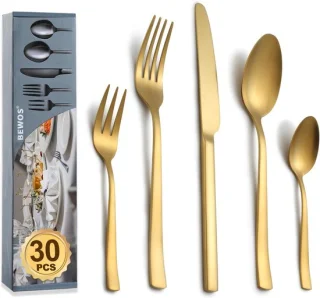 SnelShoppen 30-delige matte gouden bestekset van rvs voor 6 personen