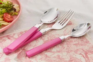 SnelShoppen bestekset voor 4 personen, roestvrij staal, kleurrijke handvatten