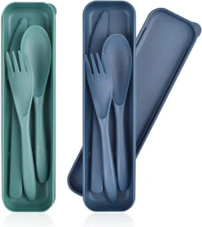 SnelShoppen - draagbare plastic bestekset 2 set met koffer