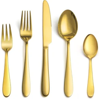 SnelShoppen - gouden eetbestek set voor 6 personen, 30-delige rvs bestekset