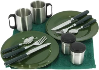 SnelShoppen - NGT Deluxe Bestekset Food Groen - 16-delige camping bestekset