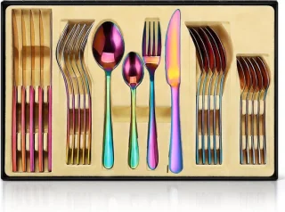 SnelShoppen Rainbow bestekset 24-delig rvs tafelbestek