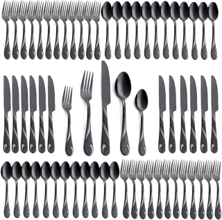 SnelShoppen Rainbow servies set voor 6 personen, 30-delige RVS bestekset met vorken, messen en lepels