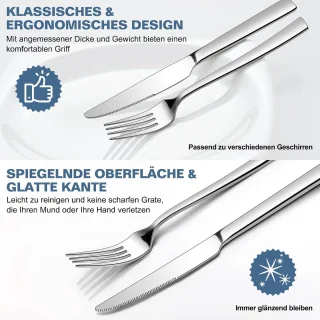SnelShoppen steak cutlery set 12 delig – RVS steak messen en vorken voor 6 personen